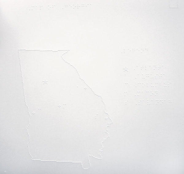 Photo of map of Georgia tactile graphic with braille labels