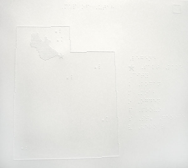 Photo of map of Utah tactile graphic with braille labels